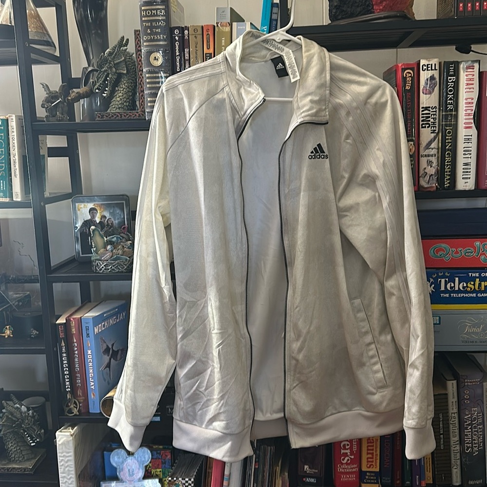 Adidas white on white camo track jacket